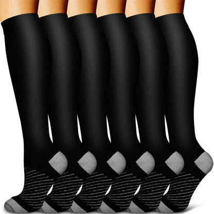 Graduated Compression Socks with Nylon Blend and Non Slip Cuff, 6 Pairs