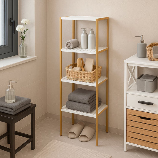 4-Tier Bamboo Bath Shelf, White