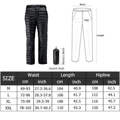 Insulated Pants with Full Length Side Zippers and Water Resistant Lower Legs