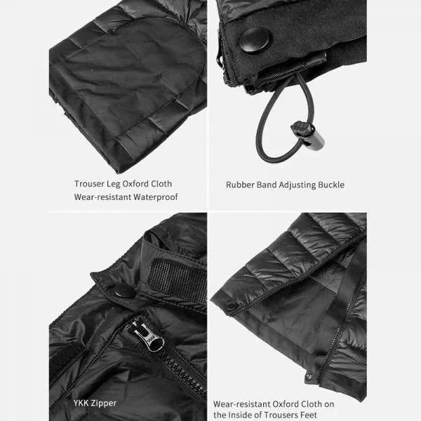 Goose Down Insulated Pants with Side Zippers and Oxford Legs for Winter Hiking