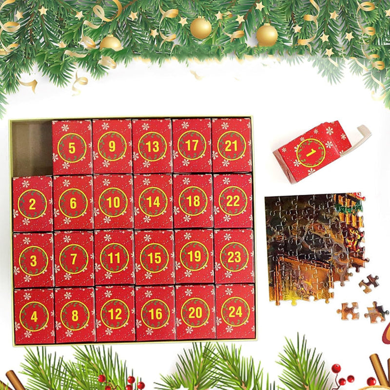 Christmas Jigsaw Advent Calendar with 1008 Pieces Across 24 Boxes and a Picture Poster