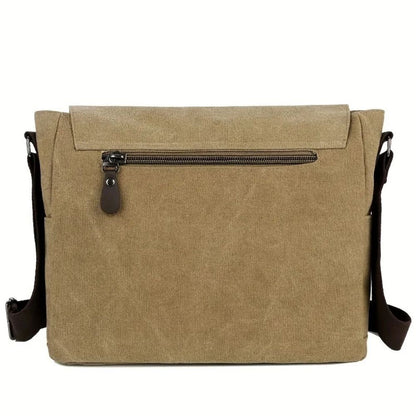 Mens Canvas Messenger Bag with Four Inner Pockets, Brass Buckles and Adjustable Strap in Five Colors