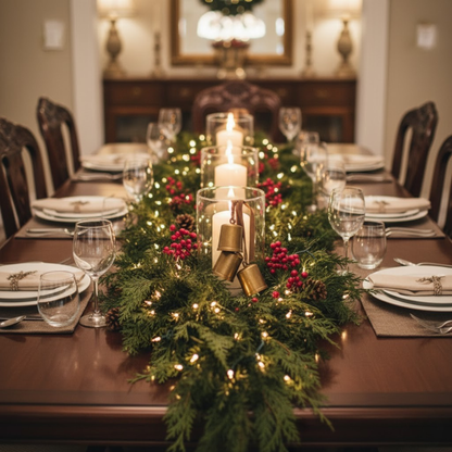 Two Cedar Style Garlands of Six Feet Each with Dense Artificial Leaves and Loops for Hanging at Both Ends