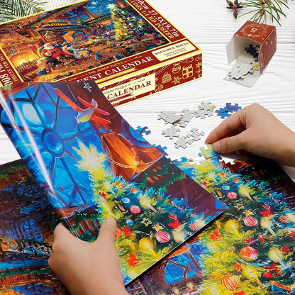 Christmas Jigsaw Advent Calendar with 1008 Pieces Across 24 Boxes and a Picture Poster
