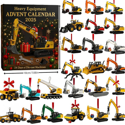 Construction Vehicle Advent Calendar Holding 24 Hang Ready Acrylic Ornaments