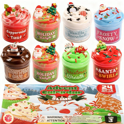 Christmas Countdown Calendar with 8 Jars of Slime and 16 Charm and Sprinkle Add Ins