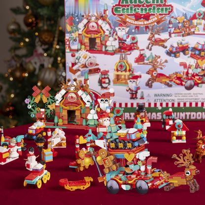 Christmas Advent Calendar with 24 Mini Block Builds and Two Larger Sets for Holiday Displays