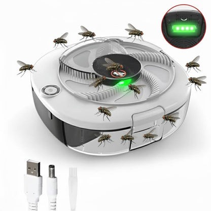 Fly Trap with Rotating Arm and USB Rechargeable Battery, 5 Bait Stations