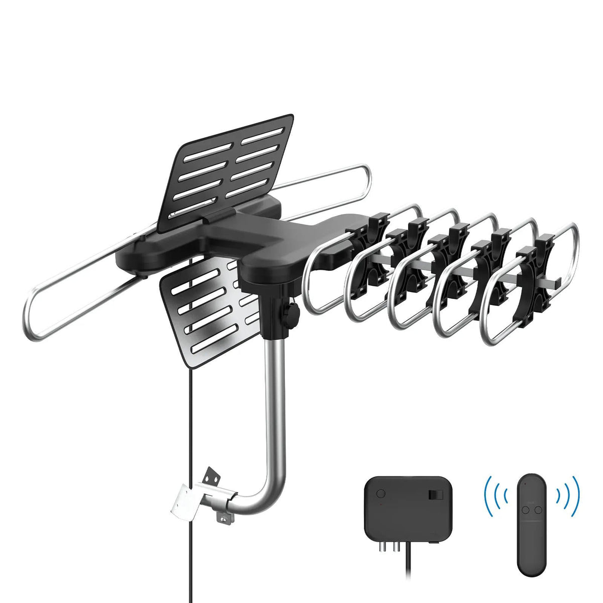 Outdoor TV Antenna with 360 Degree Motorized Rotation and Remote Control, 33ft Cable