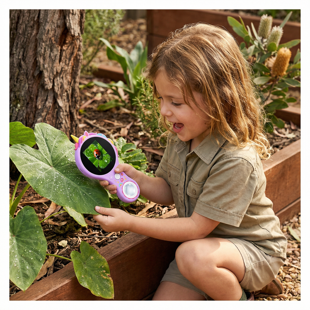 Kids Digital Video Microscope with an Integrated Screen, LED Lights and 500x Zoom in Four Animal Styles