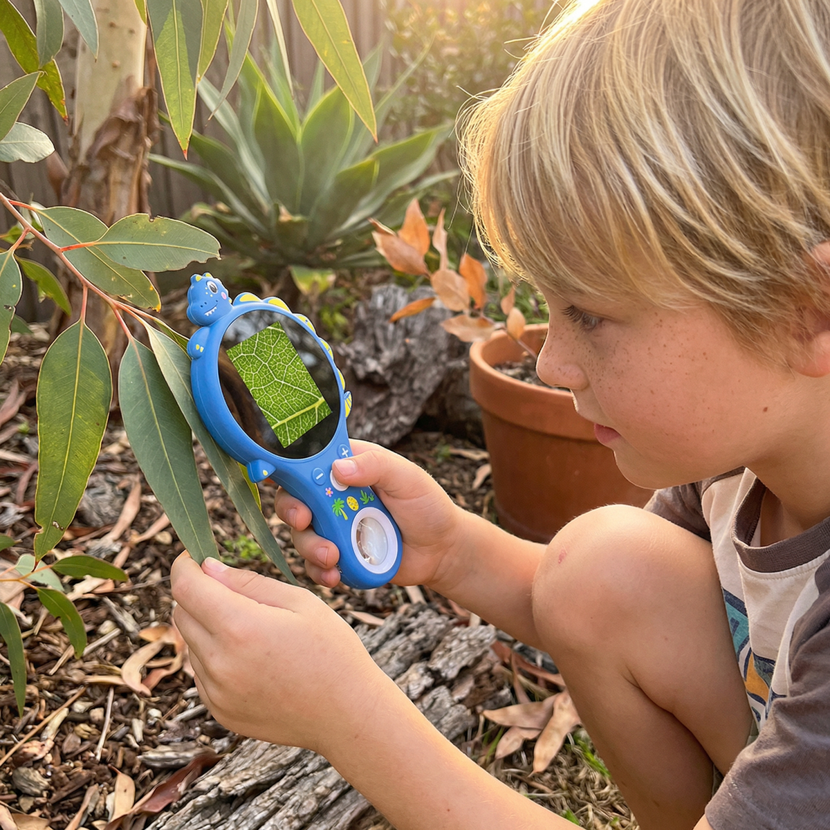 Kids Digital Video Microscope with an Integrated Screen, LED Lights and 500x Zoom in Four Animal Styles