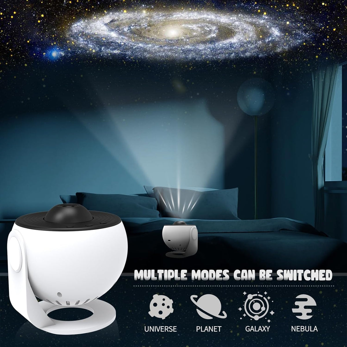 Galaxy Projector with 12 Film Discs and 360 Degree Rotating Base