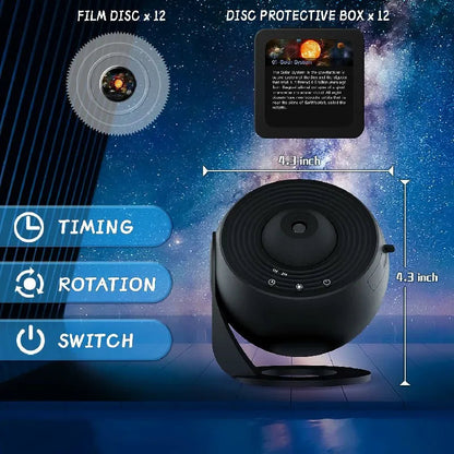 Galaxy Projector with 12 Film Discs and 360 Degree Rotating Base