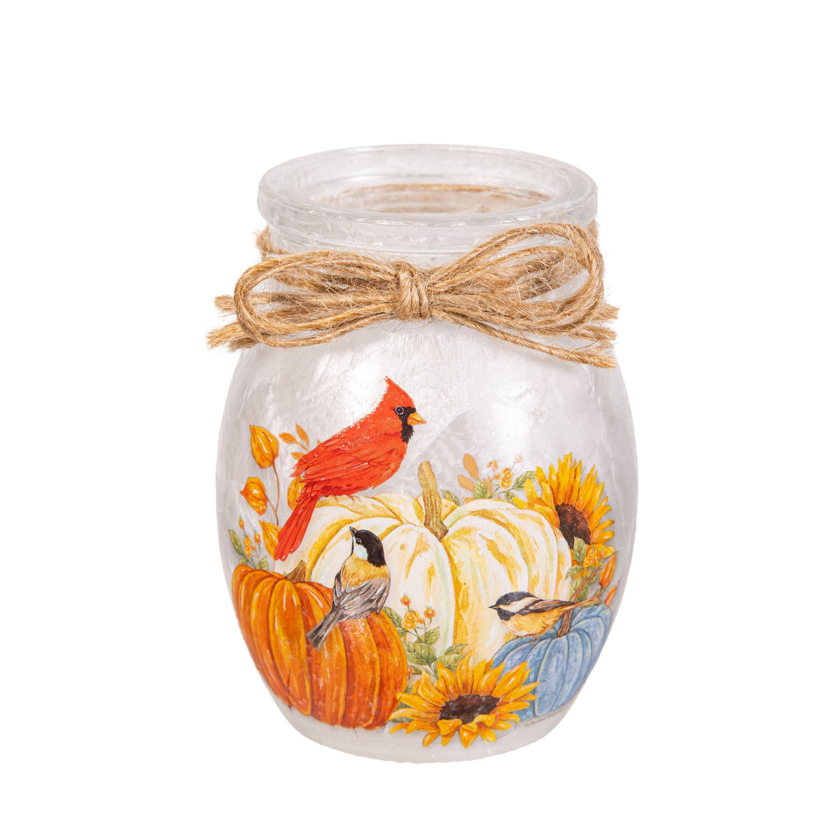 Multicolor LED Glass Jar with Seasonal Message and Battery Operation