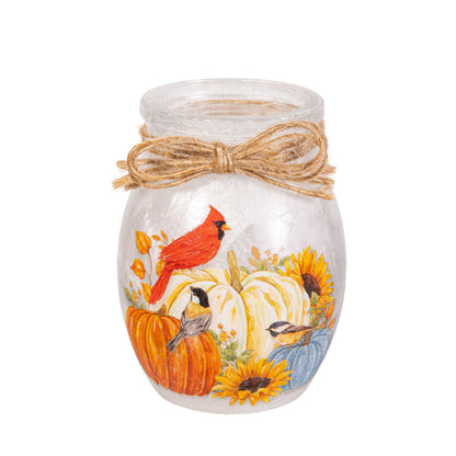 Multicolor LED Glass Jar with Seasonal Message and Battery Operation