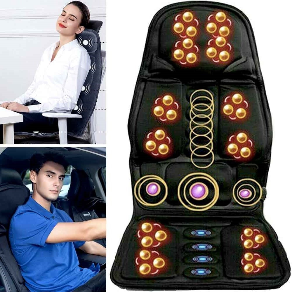 Heated Massage Chair Pad with 8 Massage Nodes and Remote Control for Home and Car