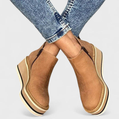 Ankle Boots with Side Zipper and Waterproof Outer Layer, Textured Tread
