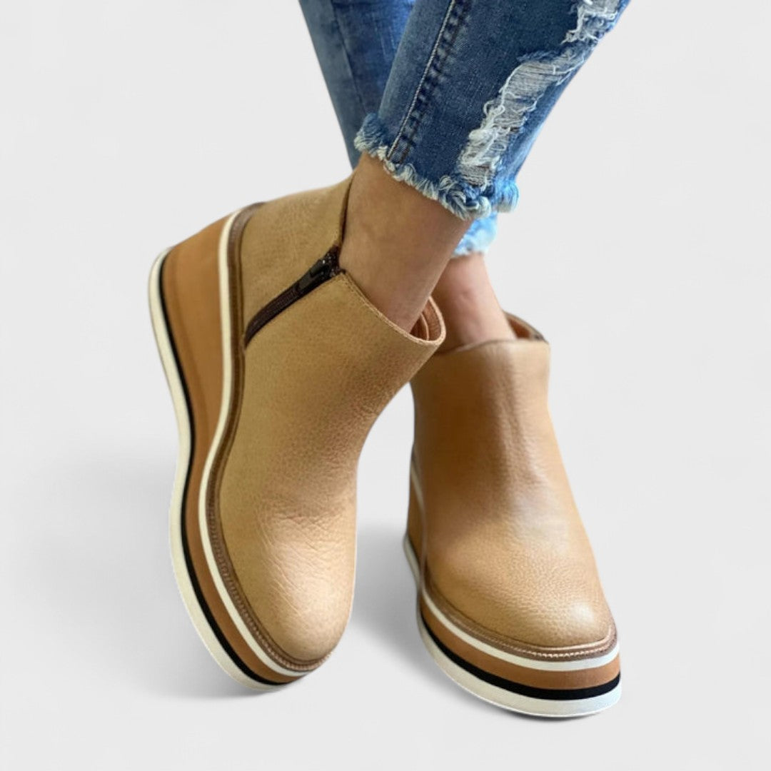 Ankle Boots with Side Zipper and Waterproof Outer Layer, Textured Tread