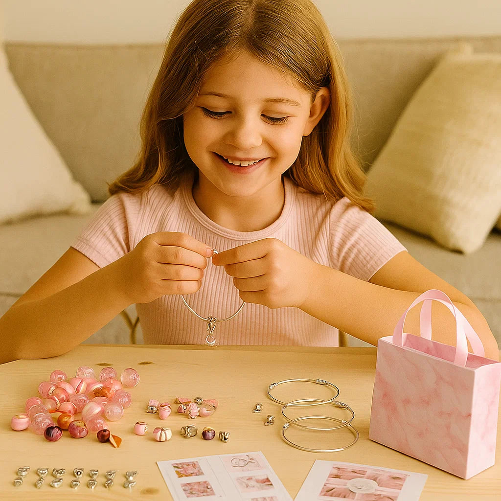 DIY Beaded Jewelry Making Kit with Strings and Clasps for Kids