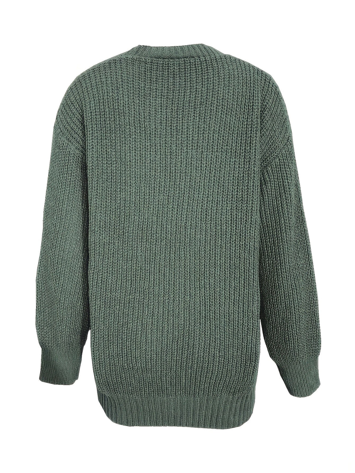 Chunky Ribbed Knit Cardigan with Button Front and Dual Front Pockets