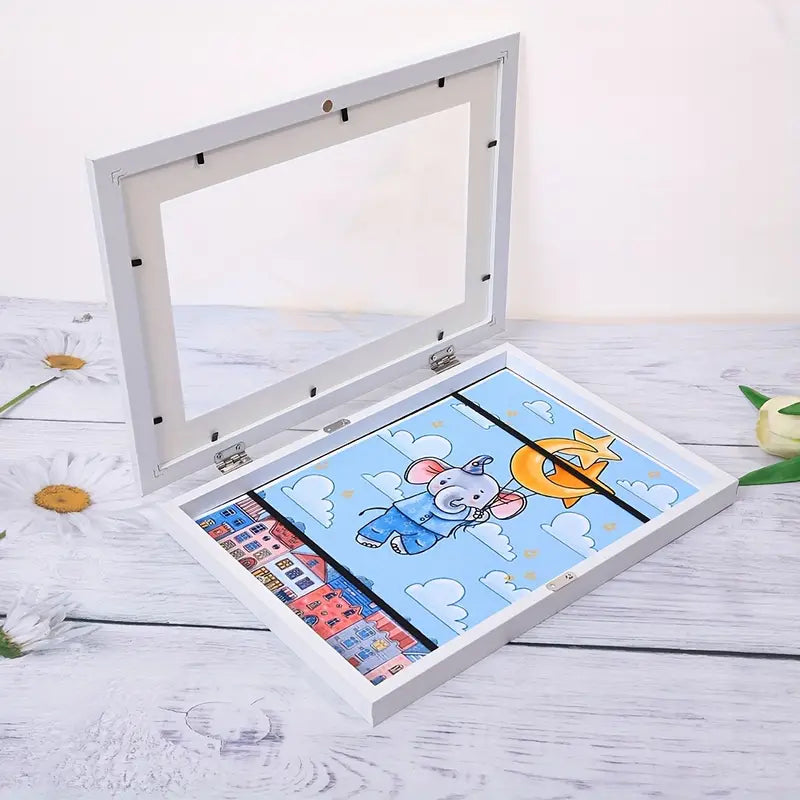 Kids Artwork Display Frame That Holds Up to 150 Drawings with Easy Flip Open Design