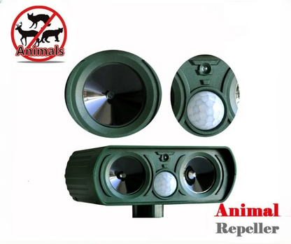 Solar Powered Animal Deterrent with Motion Sensor Infrared Pulse and Flashing LEDs for Patios and Yards
