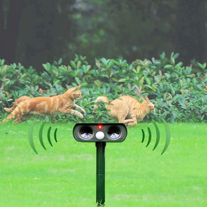 Solar Powered Animal Deterrent with Motion Sensor Infrared Pulse and Flashing LEDs for Patios and Yards