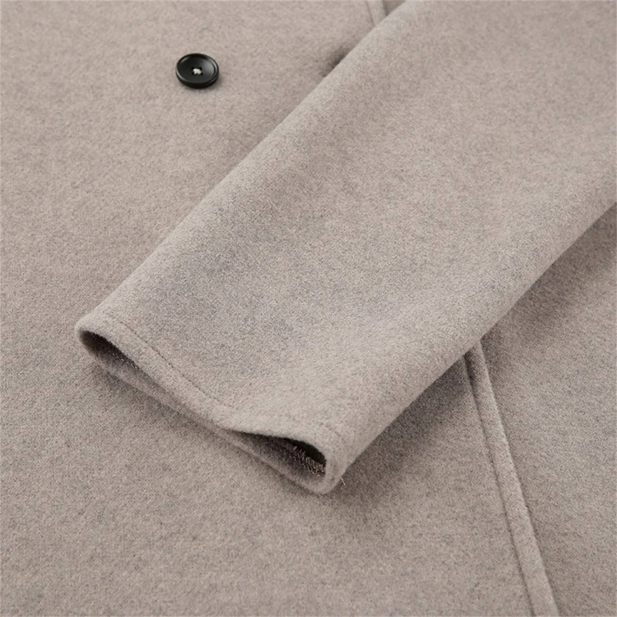 Womens Cropped Double Breasted Peacoat with a Stand Collar and Soft Interior Lining in Khaki or Gray