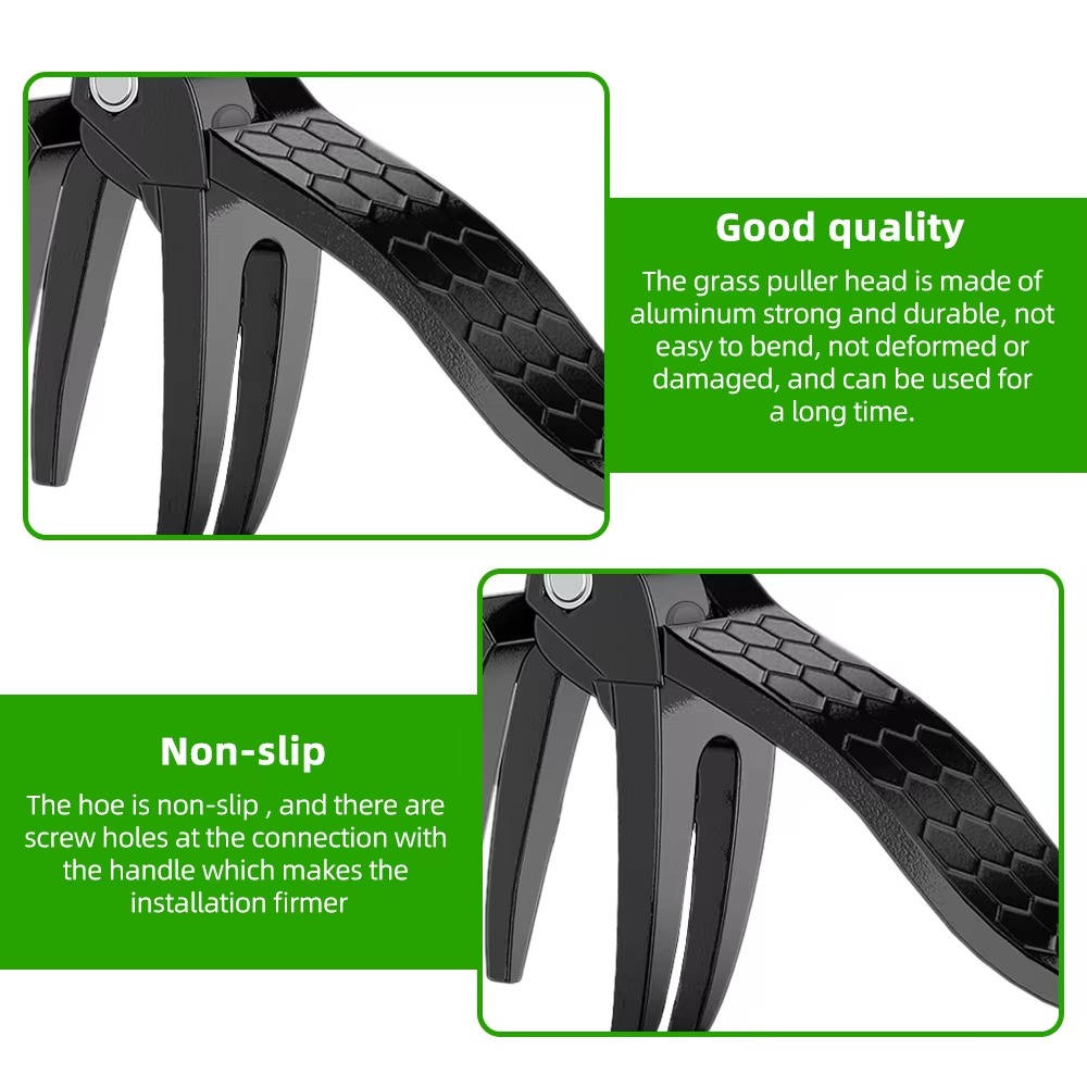 Stand Up Weed Puller with Four Stainless Steel Claws, Foot Pedal and Long Bamboo Handle