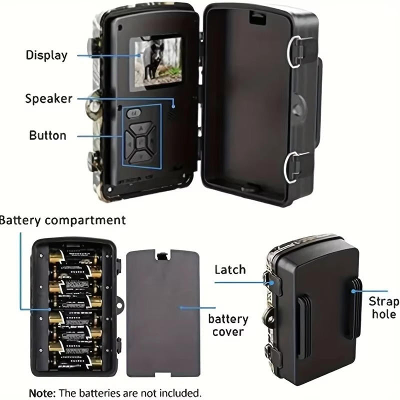 Trail Camera with 16MP Photo and 1080P Video, Infrared Night Vision