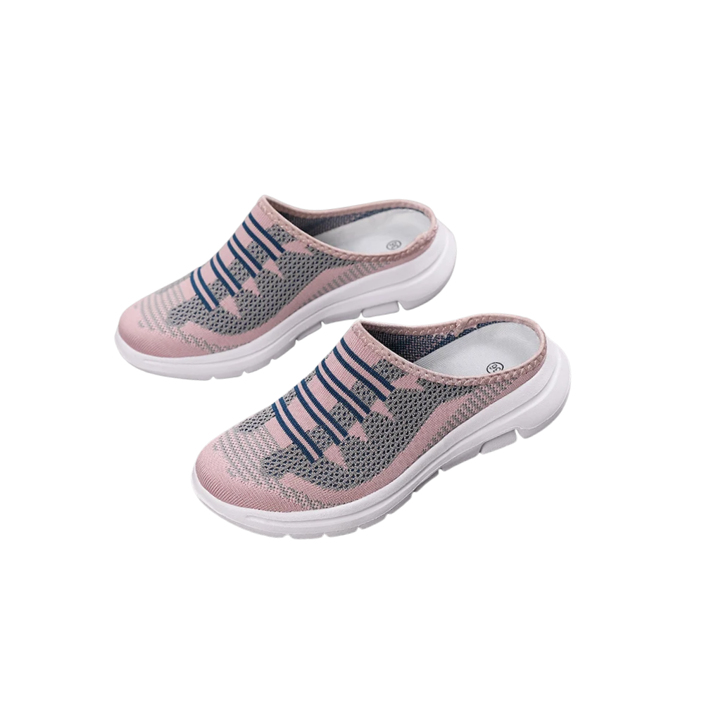 Easy Slip-On Comfort Flat Mules -Pink - Ozerty