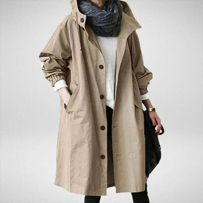 Mid Length Rain Jacket with an Adjustable Hood and Large Side Pockets in Six Colors