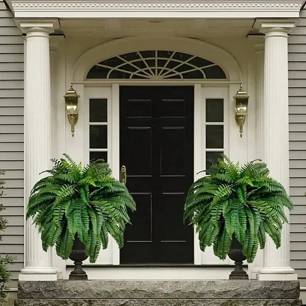Artificial Boston Fern with Adjustable Stems and UV Resistant Material