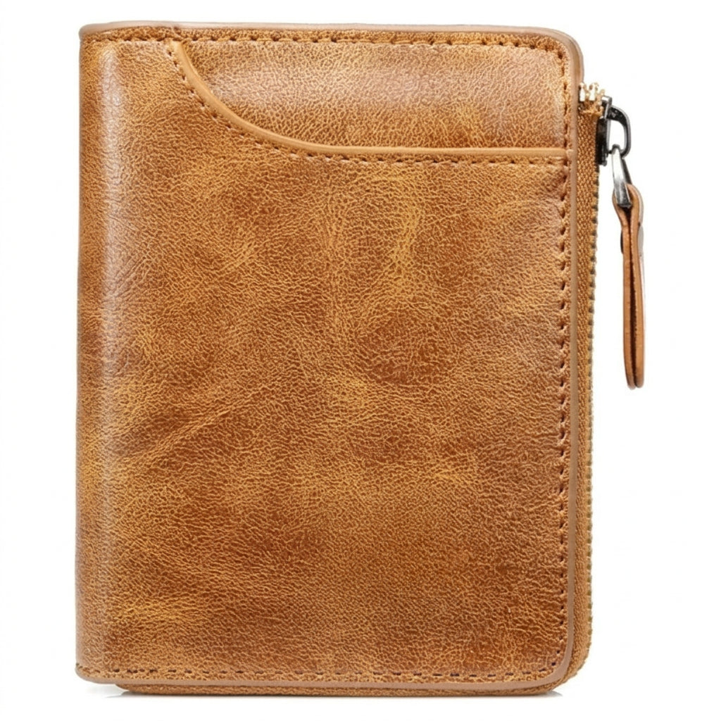 RFID Blocking Zipper Wallet for Men with Multi Card Holder Design