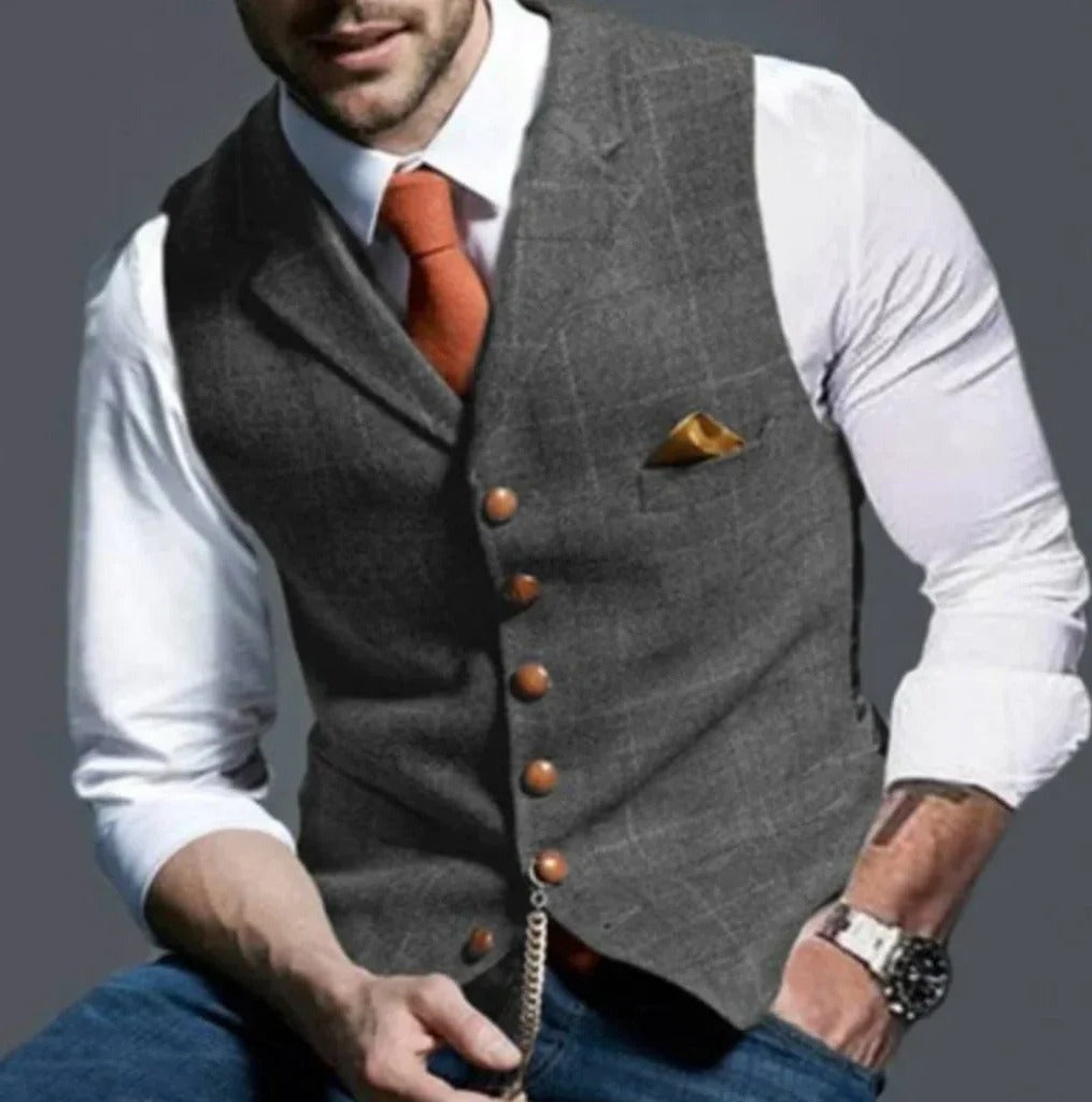 Classic Slim Fit Mens Suit Vest with Six Button Closure