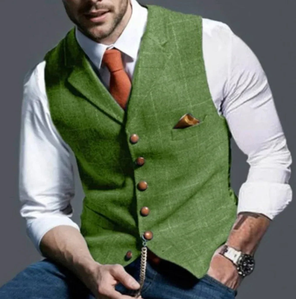 Classic Slim Fit Mens Suit Vest with Six Button Closure