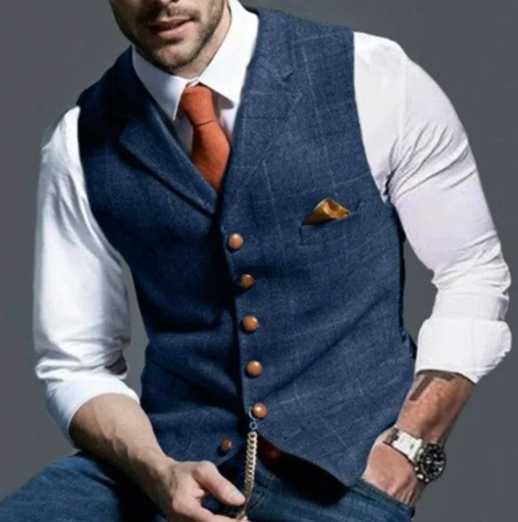 Classic Slim Fit Mens Suit Vest with Six Button Closure