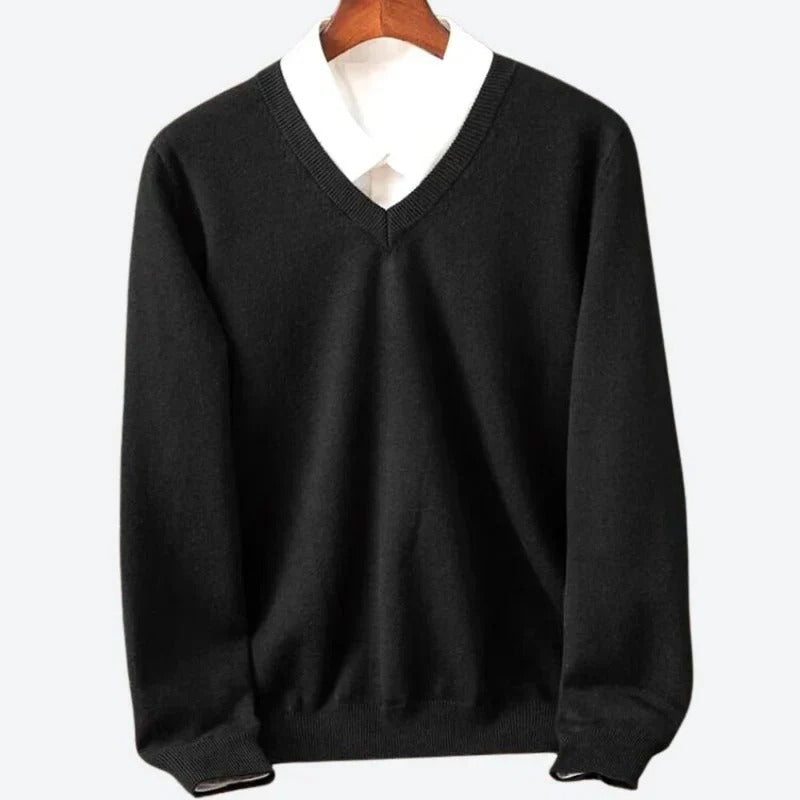 Mens Round Neck Knit Sweater in Five Colors with Warm Interior and Standard Fit