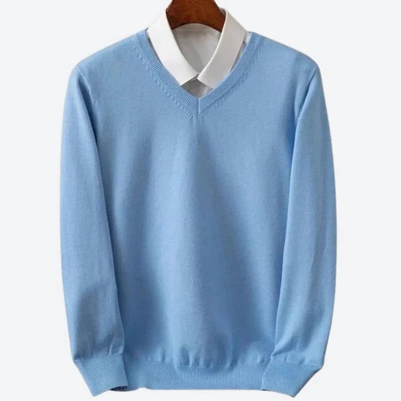 Mens Round Neck Knit Sweater in Five Colors with Warm Interior and Standard Fit