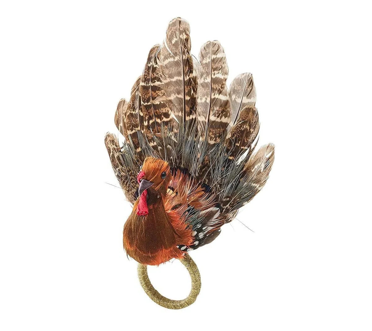 Feather Turkey Napkin Ring Set with Autumn Colors, Pack of 4