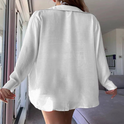 Sheer Button-Front Cover-Up Shirt and Shorts Set for Women