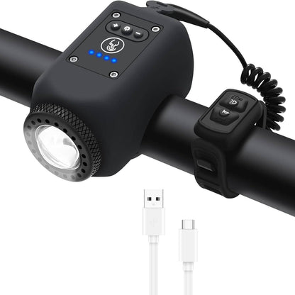 Bicycle Horn and Floodlight with 110dB Sound and 30m Range, IPX5 Waterproof
