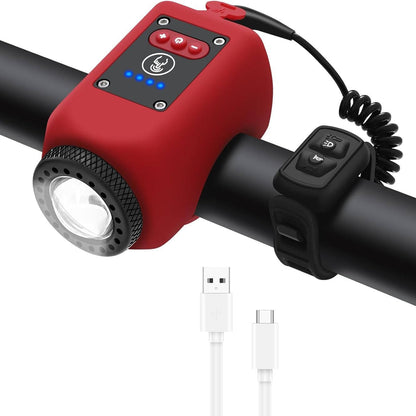 Bicycle Horn and Floodlight with 110dB Sound and 30m Range, IPX5 Waterproof