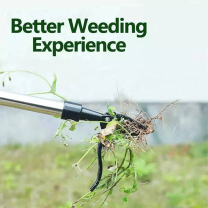 Stand Up Weed Puller with Four Stainless Steel Claws, Foot Pedal and Long Bamboo Handle
