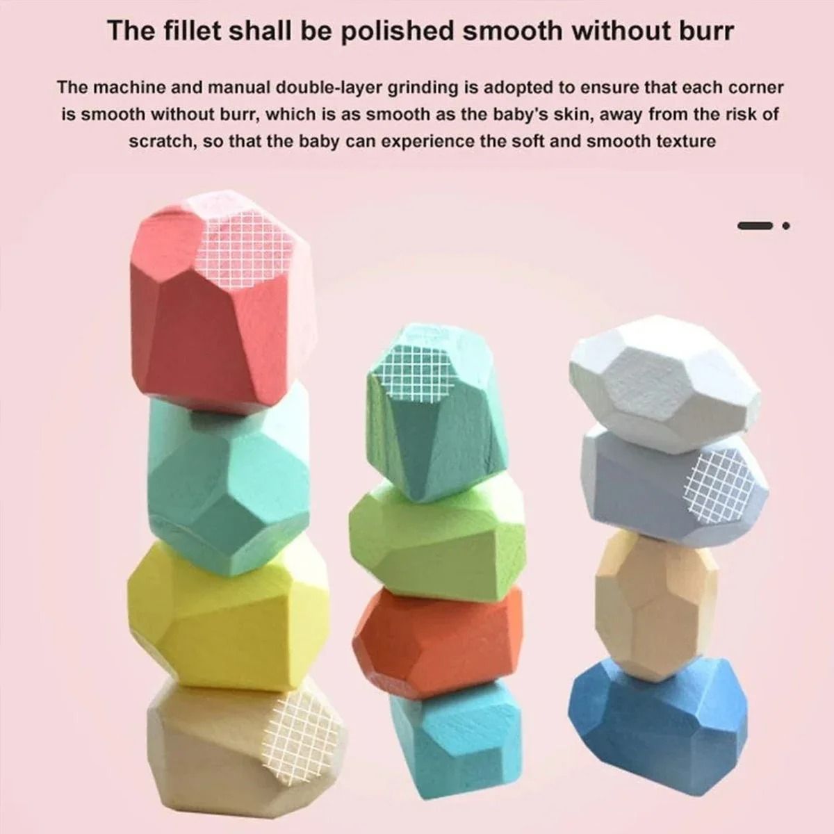 Set of 36 Colorful Wooden Stones in Odd Shapes for Stacking Towers and Testing Balance