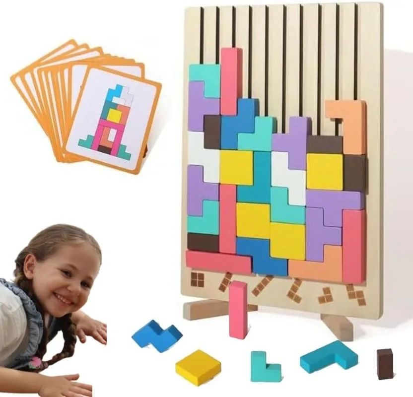 Wooden Stacking Challenge Game for Solo Play Group Turns and Classroom Breaks