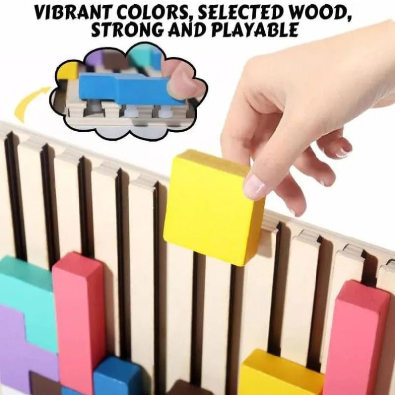Wooden Stacking Challenge Game for Solo Play Group Turns and Classroom Breaks
