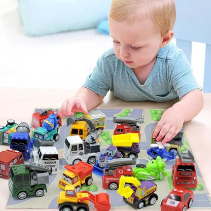 Advent Calendar with 24 Colorful Pull Back Cars for Racing on Floors and Tables