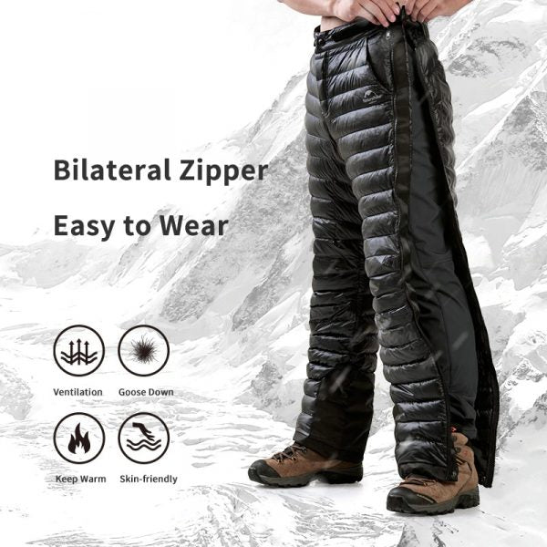 Insulated Pants with Full Length Side Zippers and Water Resistant Lower Legs