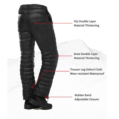Insulated Pants with Full Length Side Zippers and Water Resistant Lower Legs